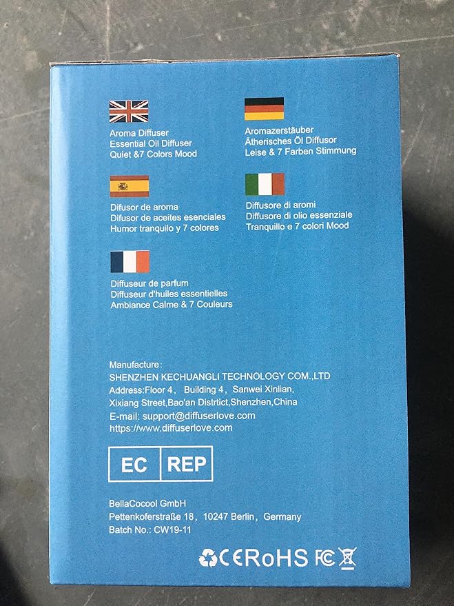 Diffuserlove Essential Oil Diffuser 200ML Aroma Diffuser Mist Humidifiers with 7 Color LED Lights, Auto Shut-Off Function for Bedroom Office Room House