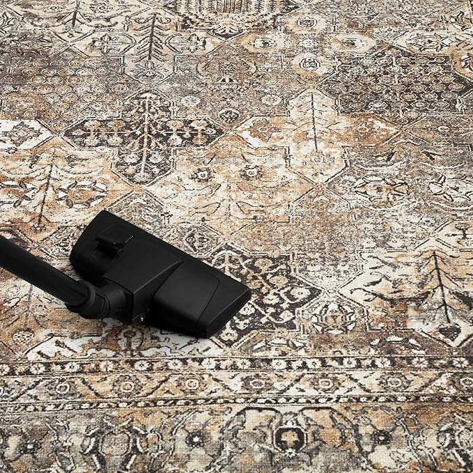 Keen Home Design 10x14 Rug - Machine Washable Area Rug with Non-Slip Backing, Ideal for Living Room, Dining Room, Bedroom - Vintage, Easy Clean, Durable, Low Pile Rug - (9'7" x 14')