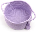 Small Purple Basket, Cute Woven Gift baskets with Cellophane Wrap set for Girl, Decorative Cotton Rope Container Bin, Little Makeup Brushes Holder for Bathroom Counter, Vanity, Cosmetics – lavender