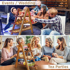 MAJURI 3 Tier Wooden Serving Tray, Set of 2 Tongs Free, Tiered Serving Trays & Platters for Party, Wedding, Picnic, Your Perfect Elevated Charcuterie Stand and for 3 Tiered Dessert Stand Lovers