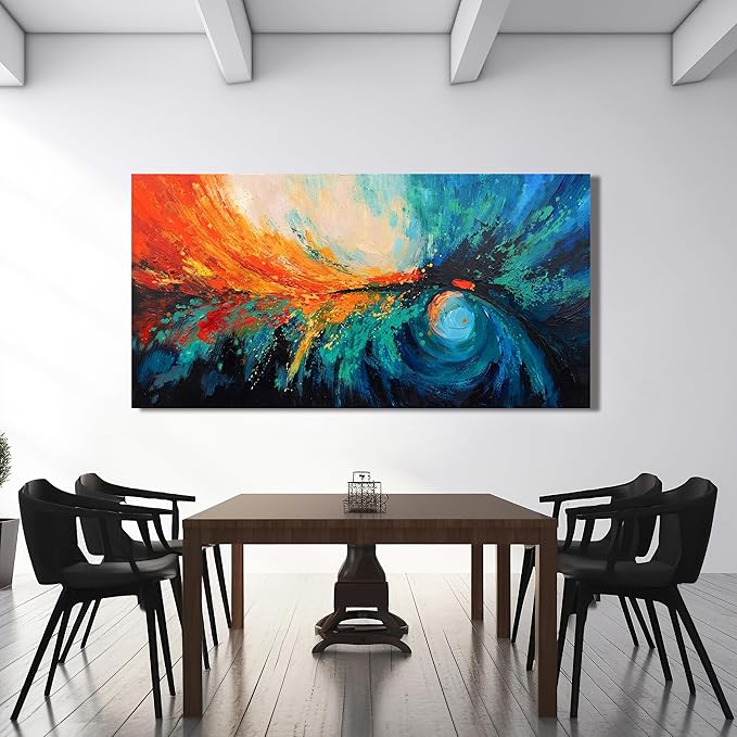 Canvas Wall Art Decor Large Wall Art Pictures For Living Room Blue Green Wall Art Decor Canvas Abstract Art Work Colorful Abstract Wall Art Decor Prints For Bedroom Office Kitchen Wall Decor 29" x 58"