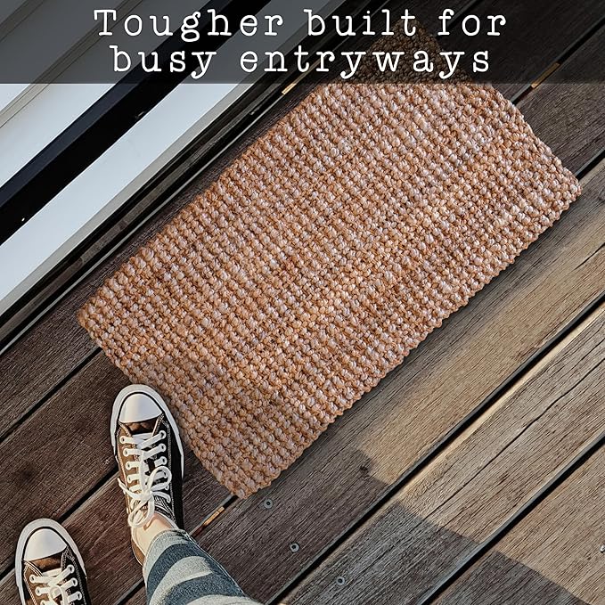 Jute Doormat 30x17 Inch, Jute Entryway Rug, Braided Doormat, Natural Woven Welcome Mat