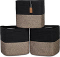 NaturalCozy 13 Inch Cube Storage Bins Cotton Rope Woven Baskets for Organizing 3-Pack | 13 x 13 Storage Cubes | Fabric Square Storage Baskets for Shelves Organizer, Kids Toy Bins, Closet Baby Nursery