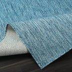 Washable Indoor Outdoor Rug 9x12 Weather Resistant Area Rugs Modern Solid for Porch Deck Balcony Backyard Patio Outside Carpet (9 X 12 Aqua Blue)