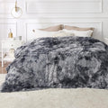 Bedsure GentleSoft Fluffy Sherpa Fleece Faux Fur Blankets Queen Size for Bed, Bedroom Decor Winter Thick Warm Full Queen Blankets, Fuzzy Plush Soft Heavy Mink Tie Dye Grey Bedding Cozy Gifts, 90x90