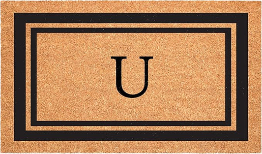 Calloway Mills 152961830U Black Border 18" x 30" Monogram Doormat, (Letter U)