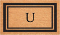 Calloway Mills 152962448 Black Border 24" x 48" Monogram Doormat (Letter U)