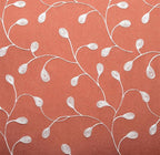 MIUCO Floral Embroidery Semi Sheer Curtains Faux Linen Grommet Curtain Panels for Kids Room 52 x 84 Inch 2 Panels, Rust
