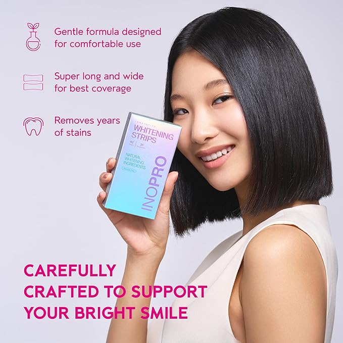 Teeth Whitening Strips 21 Treatments Kit - Teeth Whitener, Peroxide Free, Enamel Safe Green Whitestrips, Deep Stains Removal - Instant Teeth Whitening Without The Harm (42 Strips)