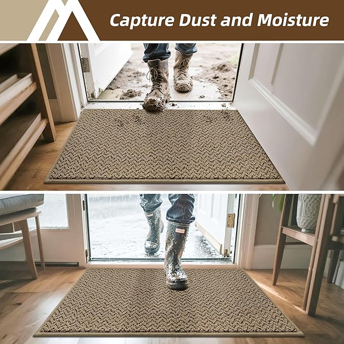 COSY HOMEER-Door-Mat 20" x 32" Non Slip Absorbent Entryway Rugs Dirt Trapper Doormats Washable Entrance Mats Low Pile Welcome Floor Mat for Front Back Door and Entry Mats,Taupe