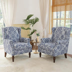 Lumibee High Back Accent Chair Set of 2, Armchair in Fabric,Comfy Upholstered Wingback Single Sofa Reading Chairs with Solid Wood Legs for Living Room,Bedroom,Office-Navy