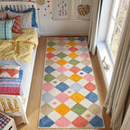 jinchan Runner Rug 2x5 Kids Hallway Washable Rug Indoor Soft Non Slip Modern Diamond Carpet for Nursery Room Bedroom Kitchen Laundry Room Circus on Cream