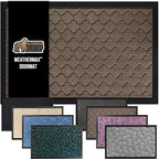 GORILLA GRIP 100% Waterproof All-Season WeatherMax Doormat 35x23, US Designed Natural Rubber, Stain and Fade Resistant, Low Profile Indoor Outdoor Door Mats, Easy Clean Patio Mat, Latte Quatrefoil