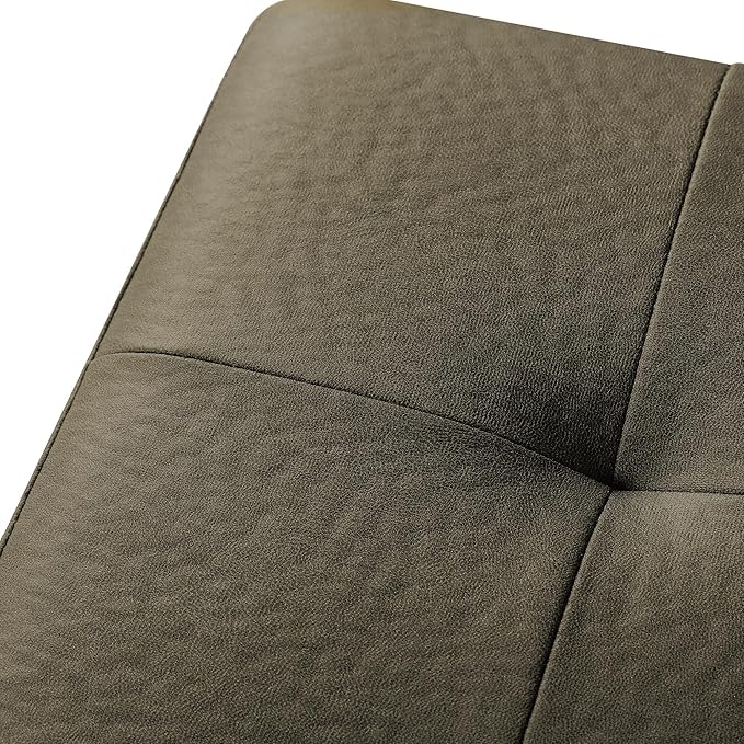 Adeco Fabric Storage Ottoman Bench with Solid Wood Legs, 17.7" Square Olive Green Leathaire Cube Foot Stool, Upholstered Button Tufted Vanity Chair with Hinged Lid for Living Room, Bedroom, Dorm