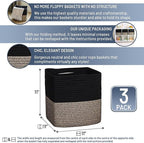 NaturalCozy Storage Cubes 11 Inch Cotton Rope Woven Baskets for Organizing, 3-Pack | Cube Storage Bin | Square Storage Baskets for Shelves Organizer, Classroom, Kids Toy Bins, Closet, Baby Nursery
