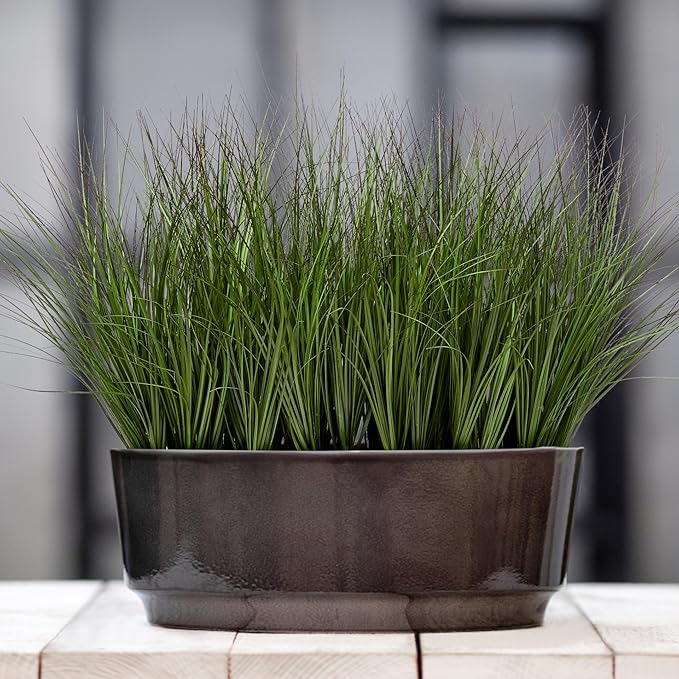 8PCS 17.3" Fake Plants Artificial Wheat Grass Greenery Plastic Plants Fake Grass Artificial Plants for Outdoor Decor Artificial Flower with Greenery Stems for Indoor Home Decoration