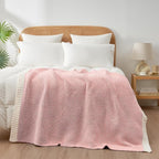 Snuggle Sac Heather Pink Throw Blanket for Couch, Reversible Super Soft Blankets Warm Cozy Knit Fuzzy Plush Lightweight Throws for Sofa, Bed, Camping,Heather Pink, 60x80