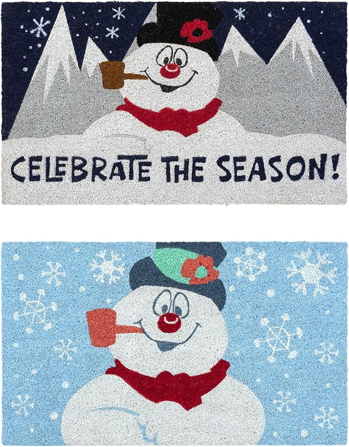 Gertmenian Paramount Frosty Coir Doormat - 2x3 Welcome Mat (2-Pack), Ideal for High Traffic Areas in Front Door, Garage, Entryway - Blue/Celebrate, 80026