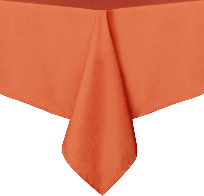 sancua Rectangle Tablecloth - 60 x 120 Inch - Stain and Wrinkle Resistant Washable Polyester Table Cloth, Decorative Fabric Table Cover for Dining Tables, Buffet Parties and Camping, Orange