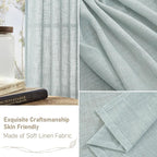 LAMIT Sheer Linen Curtains 63 inches Long for Bedroom, Bronze Grommet Linen Drapes Light Filtering Semi Sheer Curtains for Small Window/Kitchen, 2 Panels, 34 x 63 Inch, Greyish Blue