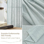 LAMIT Semi Sheer Linen Curtains 54 Inch Length 2 Panels, Greyish Blue Light Filtering Panels Bronze Grommet Neutral Drapes for Bedroom/Window/Dining Room, 52 x 54 Inch