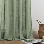 Joydeco Linen Curtains 96 Inch Length 2 Panel Sets,Light Filtering Curtains for Bedroom 52 Inch Wide Living Room Drapes with Back Tabs & Rod Pockets (W52 x L96 Inch, Loden)