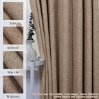 Extra Wide 100% Blackout Linen Textured Curtains - Room Dividers, W200 x L96 (1 Panel), Pinch Pleat Drapes for Living Room, Full Light Block Out Drapery for Sliding Door, Taupe