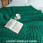 Chunky Knit Blanket - Luxury Soft Cozy 60 * 80 Throw Blanket,100% Woven Blanket Rope Knot Throw Blanket for Couch, Sofa, Home Decor, Gift - Machine Washable（Blackish Green）