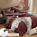 Monbix Full Size Comforter Set, Dark Red Bedding Comforter for Full Size Bed Set Reversible, Bedding Sets Full 7 Pieces, Cationic Dyeing Bed in a Bag with Comforter, Sheets, Pillowcases & Shams
