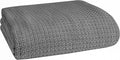 Elvana Home 100% Cotton Bed Blanket, Breathable Bed Blanket Twin Size, Cotton Thermal Blankets Twin, Perfect for Layering Any Bed for All Season, Charcoal Grey