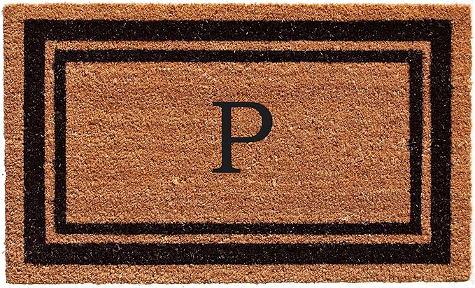Calloway Mills 152963672P Black Border 36" x 72" Monogram Doormat Letter (P)