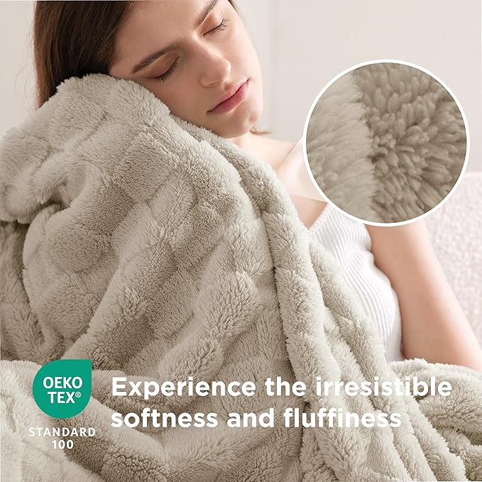 Bedsure GentleSoft Twin Blanket for Bed Light Brown - Super Soft Cozy Blankets for Women Men Girls, Cute Fuzzy Fleece Throws for Bedroom Couch, 60x80 Inches