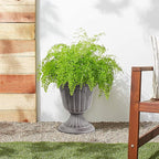 PL00CW Classic Traditional Plastic Urn Planter Indoor/Outdoor, 16" x 18", White Wash