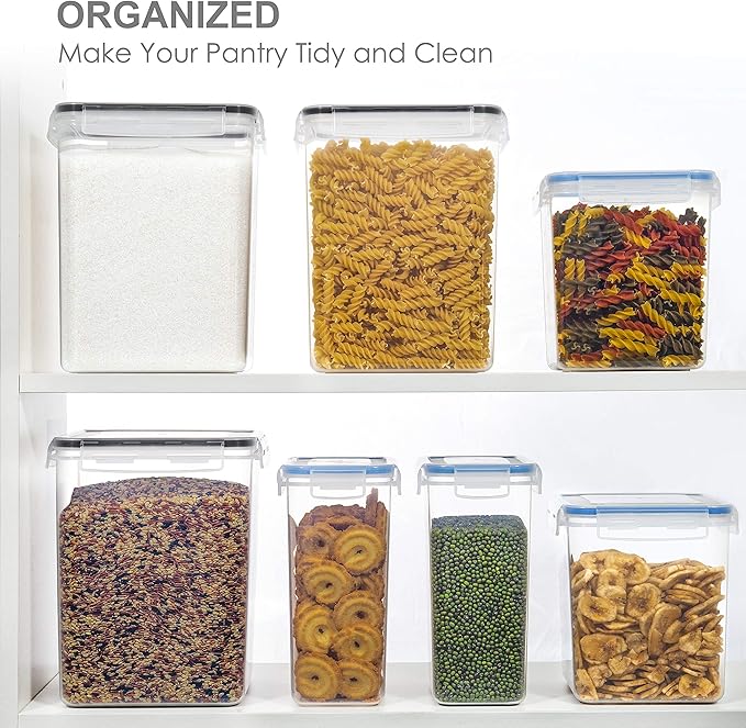 Medium Food Storage Containers with Lids Airtight 3.6L /121.7Oz, for Flour, Sugar, Baking Supply, 3PCS BPA Free Plastic Canisters for Kitchen Pantry Organization