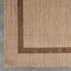 Bordered Outdoor Rug 10x14 Washable Outside Carpet for Indoor Patio Porch Waterproof Easy Cleaning Non Shedding Area Rugs Jute Beige - Nut Brown 10 x 14