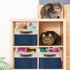 SIMPLE HOUSEWARE Large Fabric Storage Bin, 15" x 11" with Leather Like Handles, 3 Pack, Steel Blue