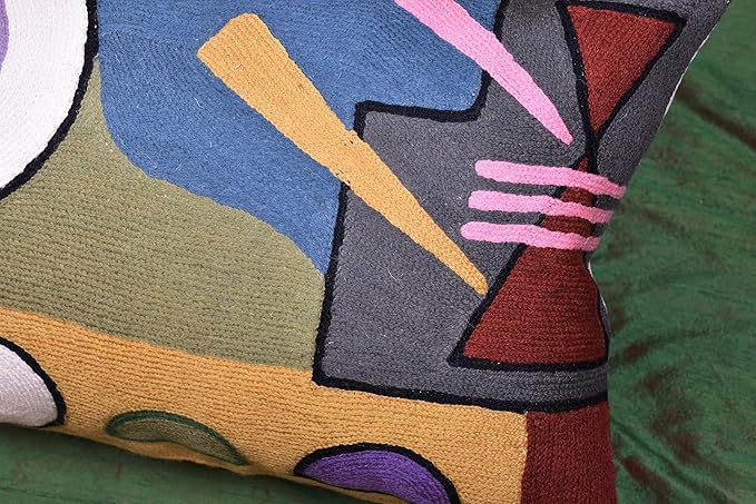 Lumbar Kandinsky Abstract Pillow Cover - Soul Modern Chair Pillowcase Abstract Couch Cushion Contemporary Pillowsham Farmhouse Sofa Handmade Wool Size 14x20