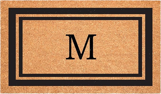 Calloway Mills 152962436M Black Border 24" x 36" Monogram Doormat, (Letter M)
