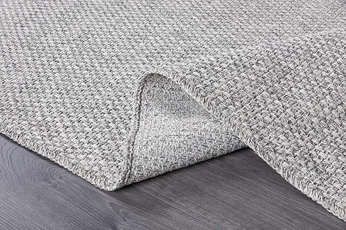 CAMILSON Easy Jute Rug 2x3, Indoor Outdoor Gray Color Farmhouse Area Rugs for Living Room and Kitchen Rug, Solid Boho Woven Design, Easy-Cleaning, Washable Outside Carpet Alfombras (2 x 3)
