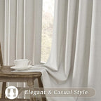132 Inch Blackout Curtains Panels Set,Linen Textured Custom Curtains High Ceiling to Floor Rod Pocket Back Tab Farmhouse Dark Out Window Drapes for Living Room 11ft Length,Natural Birch/Ivory