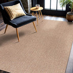 CAMILSON Easy Jute Rug 8x10, Indoor Outdoor Natural Color Farmhouse Area Rugs for Living Room Patio and Kitchen Rug, Solid Boho Woven Design, Easy-Cleaning, Washable Outside Carpet Alfombras (8 x 10)