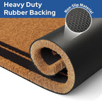 Barnyard Designs Natural Coco Coir Heavy Duty Backing Doormat - Large Cute Non-Slip Front Door Welcome Mat for Outside Entrance or Porch Entry, Brown (17x30, Border)
