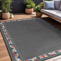 Beverly Rug Outdoor Rug 8x10 Modern Bordered Area Rugs for Indoor and Outdoor Patio Easy to Clean Non Shedding Living Room Porch Garden Washable Outside Carpet (8 x 10 Dark Gray)