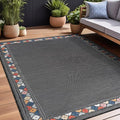 Beverly Rug Outdoor Rug 5x7 Modern Bordered Area Rugs for Indoor and Outdoor Patio Easy to Clean Non Shedding Living Room Porch Garden Washable Outside Carpet (5 x 7 Dark Gray)