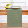 Solino Home Linen Oil Green Table Runner 144 Inches Long - 100% Pure Linen Extra Long Table Runner 14 x 144 Inch for Fall, Autumn, Thanksgiving - Fete