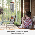 Large Aluminium Wind Chimes 37 Inches to Create a Zen Atmosphere Suitable for Outdoor, Garden, Patio Decoration. Classic Wind Chimes with Wind Catcher Suitable as A Gift for Unisex,Silver Grey