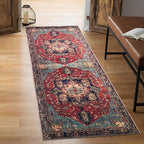 Keen Home Design 2x12 Rug - Machine Washable Runner Rug with Non-Slip Backing, Ideal for Hallway, Entryway, Kitchen, Laundry Room - Vintage, Easy Clean, Durable, Low Pile - (2'6" x 12')