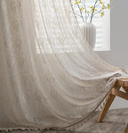 Sutuo Home Beige Boho Curtains for Living Room Bedroom,Bohemian Crochet Florals Embroidery Sheer Lace Handmade Tassels Vintage Rustic Window Treatment Country Drape Rod Pocket 1 Panel 59" W x 96" L