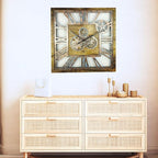 The Gears Clock 24'' Inch Square Real Moving Gear Wall Clock Vintage Industrial Oversized Rustic Farmhouse (Gold Antique)