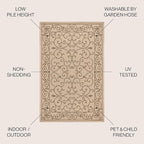 JONATHAN Y Vintage Filigree Indoor Outdoor Square Area Rug 8X8 Beige/Brown, Charleston Textured Weave for Backyard, Patio, Porch, Easy-Cleaning, High Traffic, Pet-Friendly, Non-Shedding (SMB106A-8SQ)